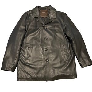 Coach Men's Black Soft Leather Coat Size Large‎ EUC